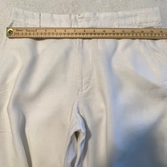 Michael Kors Womens White 100% Linen Straight Leg Trouser Pants Size 31/32 - Picture 8 of 10